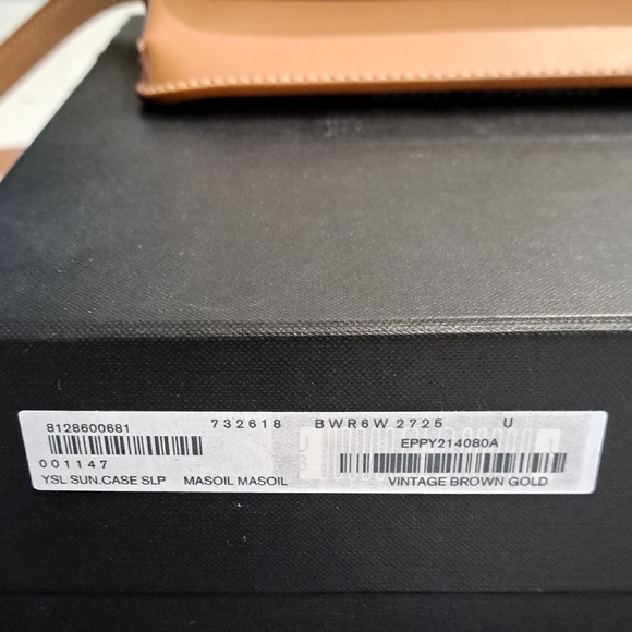 NIB Saint Laurent Camel Leather Strapped Sunglass Case - Picture 4 of 16